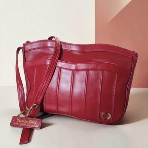Carriage Court Vintage Red Leather Shoulder Bag In EUC